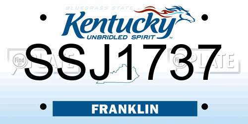 SSJ1737 Kentucky License Plate