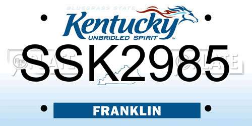 SSK2985 Kentucky License Plate