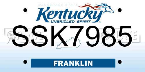 SSK7985 Kentucky License Plate