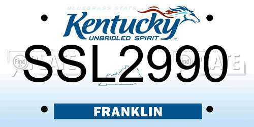 SSL2990 Kentucky License Plate