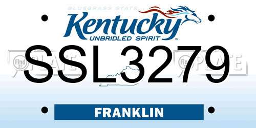 SSL3279 Kentucky License Plate