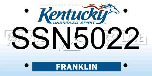 SSN5022 Kentucky License Plate