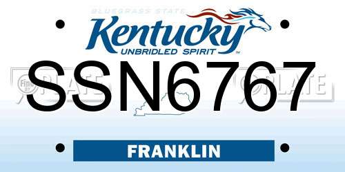 SSN6767 Kentucky License Plate