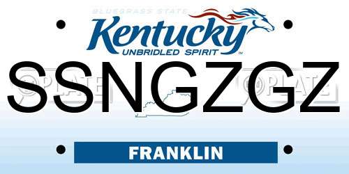 SSNGZGZ Kentucky License Plate