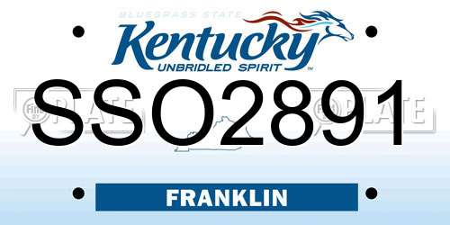 SSO2891 Kentucky License Plate