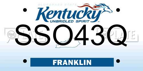 SSO43Q Kentucky License Plate