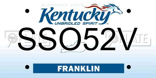 SSO52V Kentucky License Plate