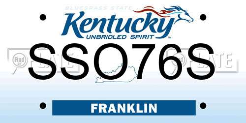 SSO76S Kentucky License Plate