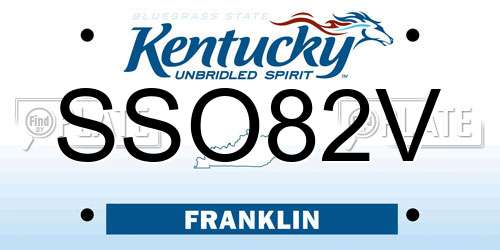 SSO82V Kentucky License Plate