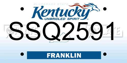 SSQ2591 Kentucky License Plate