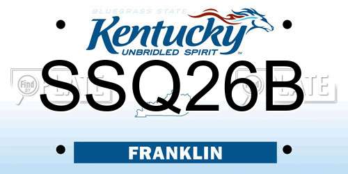 SSQ26B Kentucky License Plate