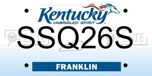 SSQ26S Kentucky License Plate