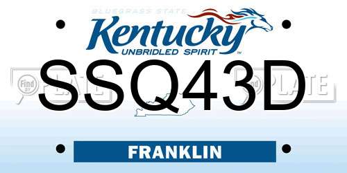 SSQ43D Kentucky License Plate