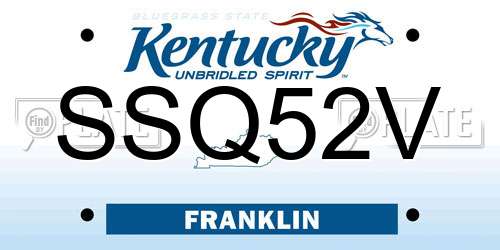 SSQ52V Kentucky License Plate