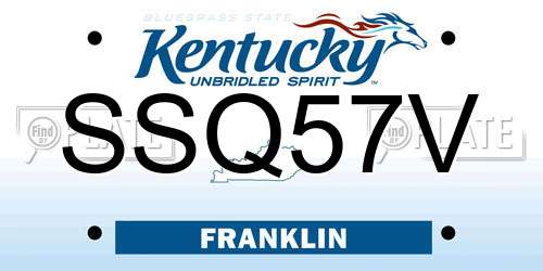 SSQ57V Kentucky License Plate