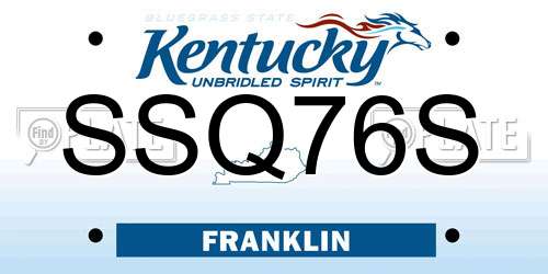 SSQ76S Kentucky License Plate