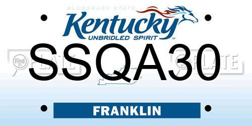 SSQA30 Kentucky License Plate