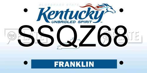 SSQZ68 Kentucky License Plate