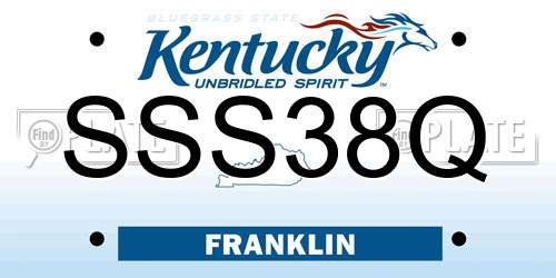 SSS38Q Kentucky License Plate