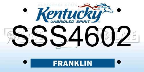 SSS4602 Kentucky License Plate
