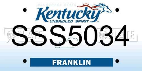 SSS5034 Kentucky License Plate