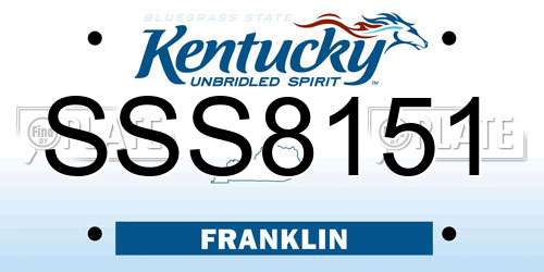 SSS8151 Kentucky License Plate