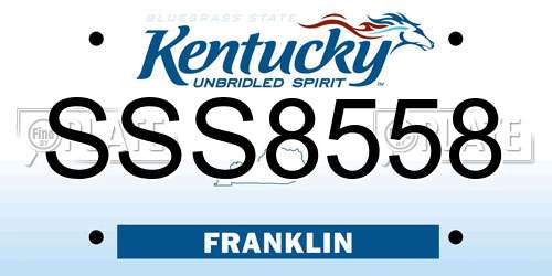 SSS8558 Kentucky License Plate