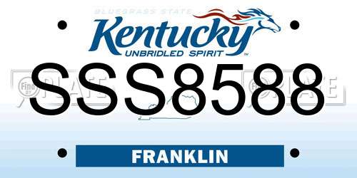 SSS8588 Kentucky License Plate