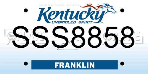 SSS8858 Kentucky License Plate