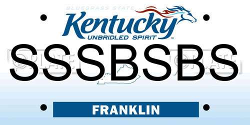 SSSBSBS Kentucky License Plate