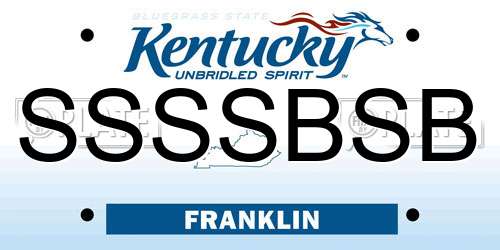 SSSSBSB Kentucky License Plate