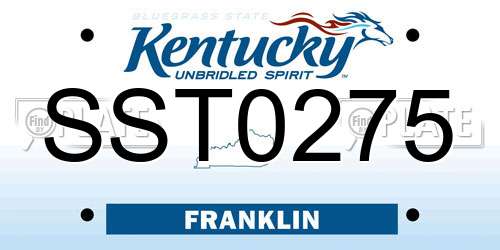 SST0275 Kentucky License Plate