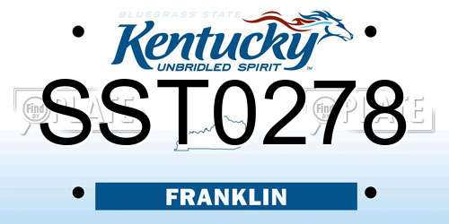 SST0278 Kentucky License Plate