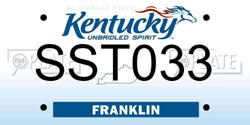 SST033 Kentucky License Plate