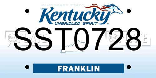 SST0728 Kentucky License Plate