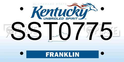 SST0775 Kentucky License Plate