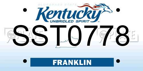 SST0778 Kentucky License Plate