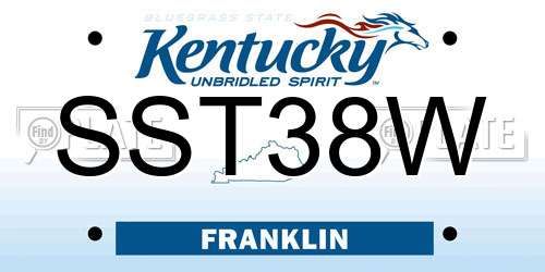 SST38W Kentucky License Plate