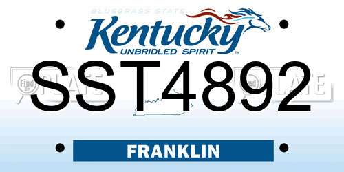 SST4892 Kentucky License Plate