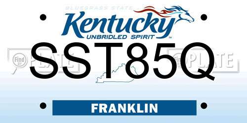SST85Q Kentucky License Plate