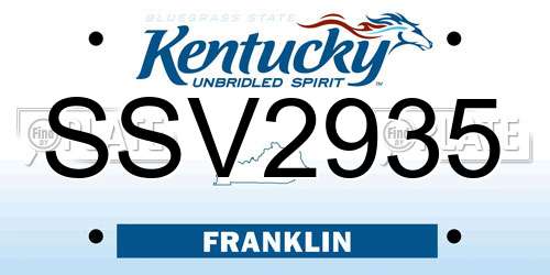 SSV2935 Kentucky License Plate