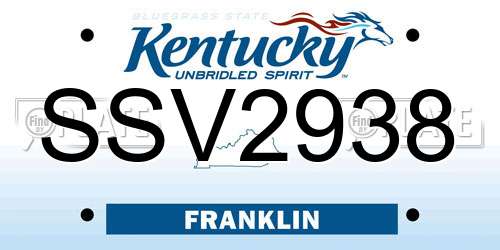SSV2938 Kentucky License Plate