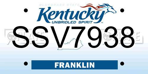 SSV7938 Kentucky License Plate