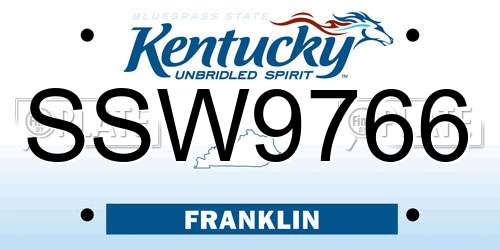SSW9766 Kentucky License Plate