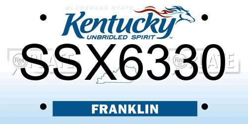 SSX6330 Kentucky License Plate