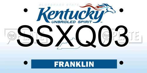 SSXQ03 Kentucky License Plate