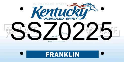 SSZ0225 Kentucky License Plate