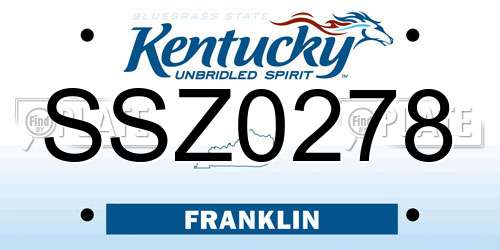 SSZ0278 Kentucky License Plate