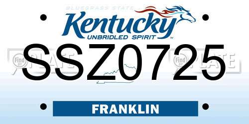 SSZ0725 Kentucky License Plate