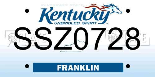 SSZ0728 Kentucky License Plate